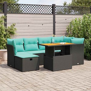 Maison exclusive - salon de jardin avec coussins 7pcs marron résine tressée acac