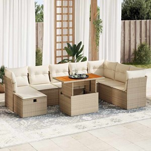 Maison exclusive - salon de jardin avec coussins 9 pcs beige résine tressée acac