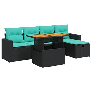 Maison exclusive - salon de jardin 6 pcs avec coussins noir résine tressée acaci