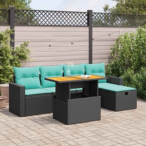 Maison exclusive - salon de jardin 6 pcs avec coussins noir résine tressée acaci
