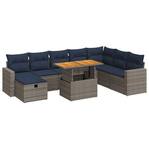 Maison exclusive - salon de jardin avec coussins 9 pcs gris résine tressée acaci