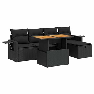 Maison exclusive - salon de jardin 6 pcs avec coussins noir résine tressée acaci