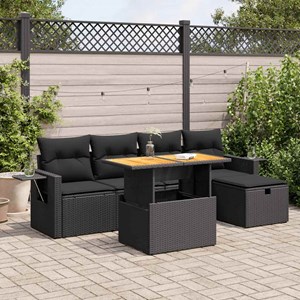 Maison exclusive - salon de jardin 6 pcs avec coussins noir résine tressée acaci