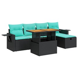 Maison exclusive - salon de jardin 6 pcs avec coussins noir résine tressée acaci