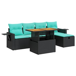 Maison exclusive - salon de jardin 6 pcs avec coussins noir résine tressée acaci