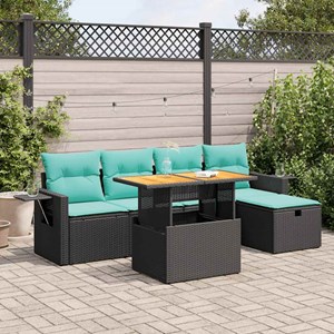 Maison exclusive - salon de jardin 6 pcs avec coussins noir résine tressée acaci