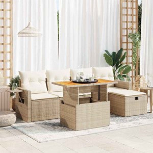 Maison exclusive - salon de jardin 6 pcs avec coussins beige résine tressée acac