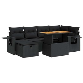 Maison exclusive - salon de jardin avec coussins 8 pcs noir résine tressée acaci