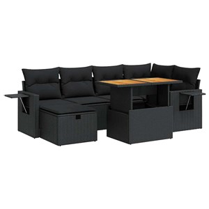 Maison exclusive - salon de jardin avec coussins 8 pcs noir résine tressée acaci