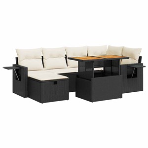 Maison exclusive - salon de jardin avec coussins 8 pcs noir résine tressée acaci