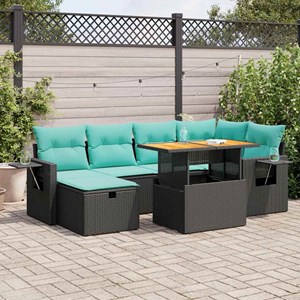 Maison exclusive - salon de jardin avec coussins 7pcs marron résine tressée acac
