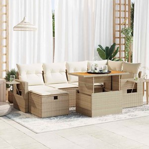 Maison exclusive - salon de jardin avec coussins 8 pcs beige résine tressée acac