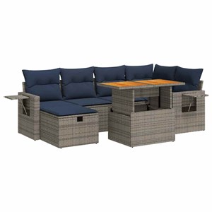 Maison exclusive - salon de jardin avec coussins 7 pcs noir résine tressée acaci