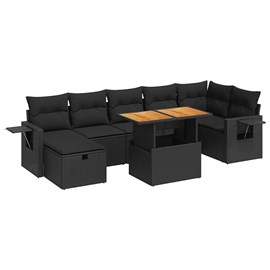 Maison exclusive - salon de jardin 5 pcs avec coussins noir résine tressée acaci