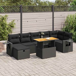 Maison exclusive - salon de jardin 5 pcs avec coussins noir résine tressée acaci