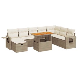 Maison exclusive - salon de jardin avec coussins 9 pcs beige résine tressée acac