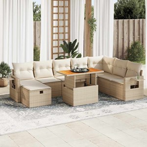 Maison exclusive - salon de jardin avec coussins 9 pcs beige résine tressée acac