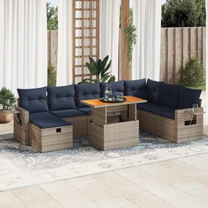 Maison exclusive - salon de jardin avec coussins 9 pcs gris résine tressée acaci