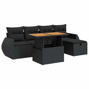 Maison exclusive - salon de jardin 6 pcs avec coussins noir résine tressée acaci