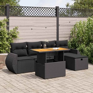 Maison exclusive - salon de jardin 6 pcs avec coussins noir résine tressée acaci