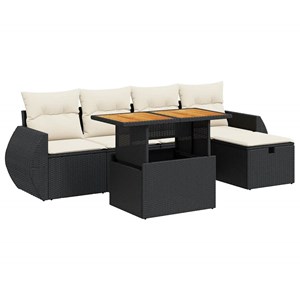 Maison exclusive - salon de jardin 6 pcs avec coussins noir résine tressée acaci