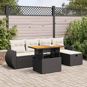 Maison exclusive - salon de jardin 6 pcs avec coussins noir résine tressée acaci