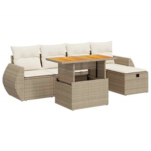 Maison exclusive - salon de jardin 6 pcs avec coussins beige résine tressée acac