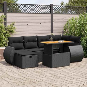Maison exclusive - salon de jardin avec coussins 8 pcs noir résine tressée acaci
