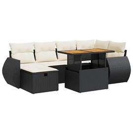 Maison exclusive - salon de jardin avec coussins 8 pcs noir résine tressée acaci