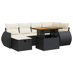 Maison exclusive - salon de jardin avec coussins 8 pcs noir résine tressée acaci