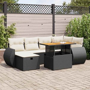 Maison exclusive - salon de jardin avec coussins 8 pcs noir résine tressée acaci