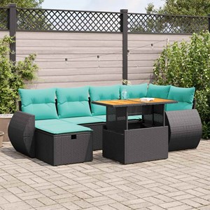 Maison exclusive - salon de jardin avec coussins 7 pcs gris résine tressée acaci