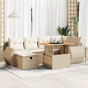 Maison exclusive - salon de jardin avec coussins 8 pcs beige résine tressée acac