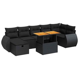 Maison exclusive - salon de jardin 5 pcs avec coussins noir résine tressée acaci