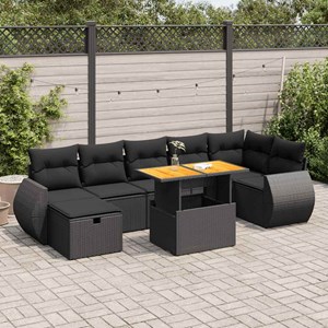 Maison exclusive - salon de jardin 5 pcs avec coussins noir résine tressée acaci