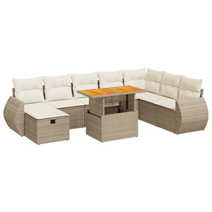 Maison exclusive - salon de jardin avec coussins 9 pcs beige résine tressée acac
