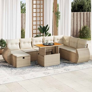 Maison exclusive - salon de jardin avec coussins 9 pcs beige résine tressée acac