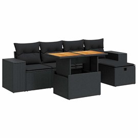 Maison exclusive - salon de jardin 6 pcs avec coussins noir résine tressée acaci