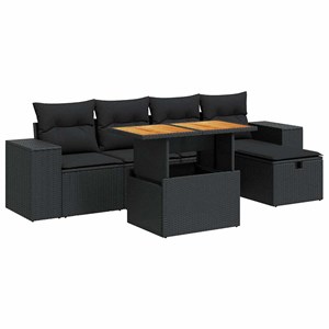 Maison exclusive - salon de jardin 6 pcs avec coussins noir résine tressée acaci