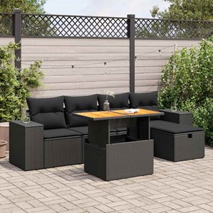 Maison exclusive - salon de jardin 6 pcs avec coussins noir résine tressée acaci