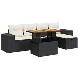 Maison exclusive - salon de jardin 6 pcs avec coussins noir résine tressée acaci