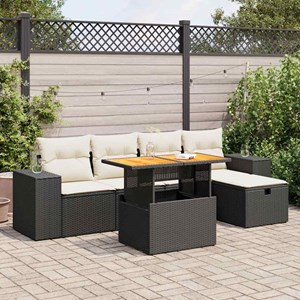 Maison exclusive - salon de jardin 6 pcs avec coussins noir résine tressée acaci