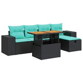 Maison exclusive - salon de jardin avec coussins 6pcs marron résine tressée acac