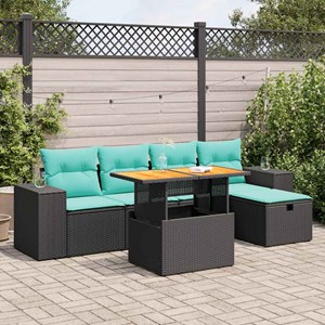 Maison exclusive - salon de jardin avec coussins 6pcs marron résine tressée acac