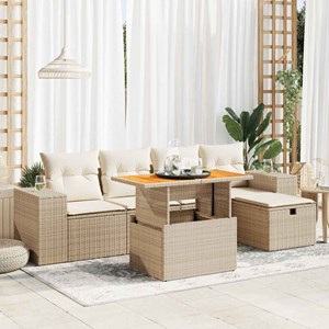 Maison exclusive - salon de jardin 6 pcs avec coussins beige résine tressée acac