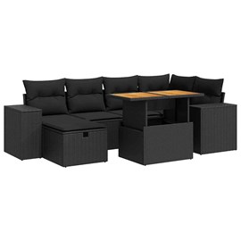Maison exclusive - salon de jardin avec coussins 8 pcs noir résine tressée acaci