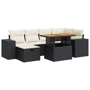 Maison exclusive - salon de jardin avec coussins 8 pcs noir résine tressée acaci