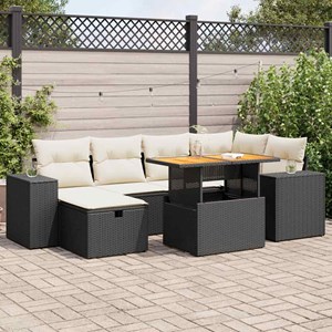 Maison exclusive - salon de jardin avec coussins 8 pcs noir résine tressée acaci