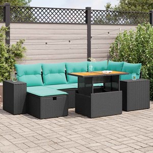 Maison exclusive - salon de jardin avec coussins 7 pcs gris résine tressée acaci