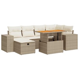 Maison exclusive - salon de jardin avec coussins 8 pcs beige résine tressée acac